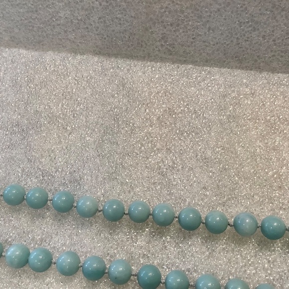 Vintage Blue Beaded Necklace With Carved and Cloisonné Style Gemstone Beads - Picture 9 of 9